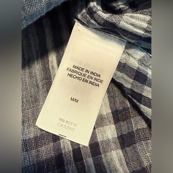 Lucky Brand Women's M‎ Button Front Lightweight Shirt Blue Plaid sheer western - Picture 12 of 16